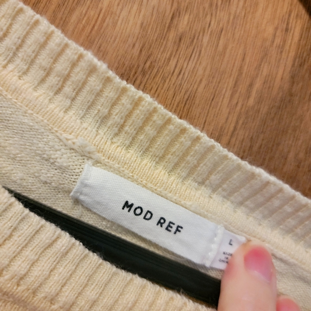 Mod Ref lightweight summer sweater cream with navy stripes size large